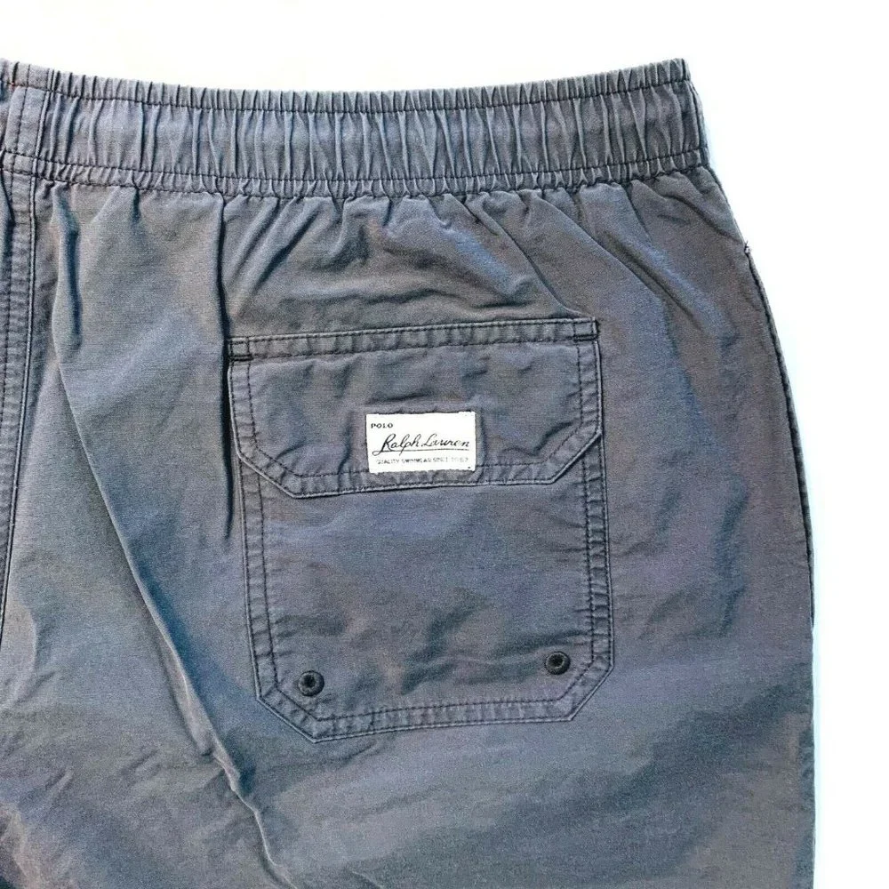 Vintage Polo Sport Ralph Lauren Swim Trunks Mesh Lined Cotton Nylon Gray Mens XL
